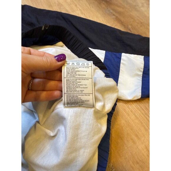 Vintage 90s Nike Windbreaker Jacket Black & Blue Colorblock Center Swoosh XL - Picture 7 of 10